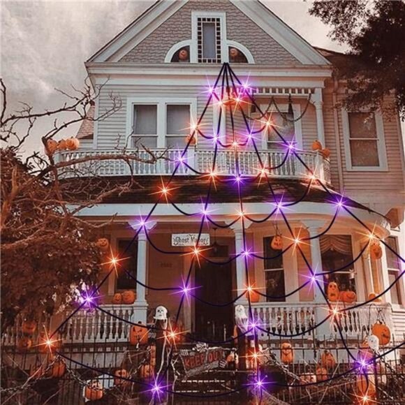 250 LED Spider Web Halloween Lights, 19.5 FT x 15 FT Giant Halloween Decorations - Picture 5 of 8